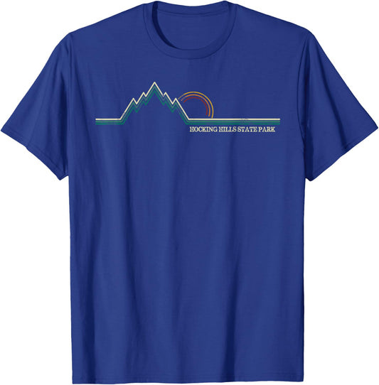 Hocking Hills State Park Ohio Mountain Retro T-Shirt - T-Shirt | Royal
