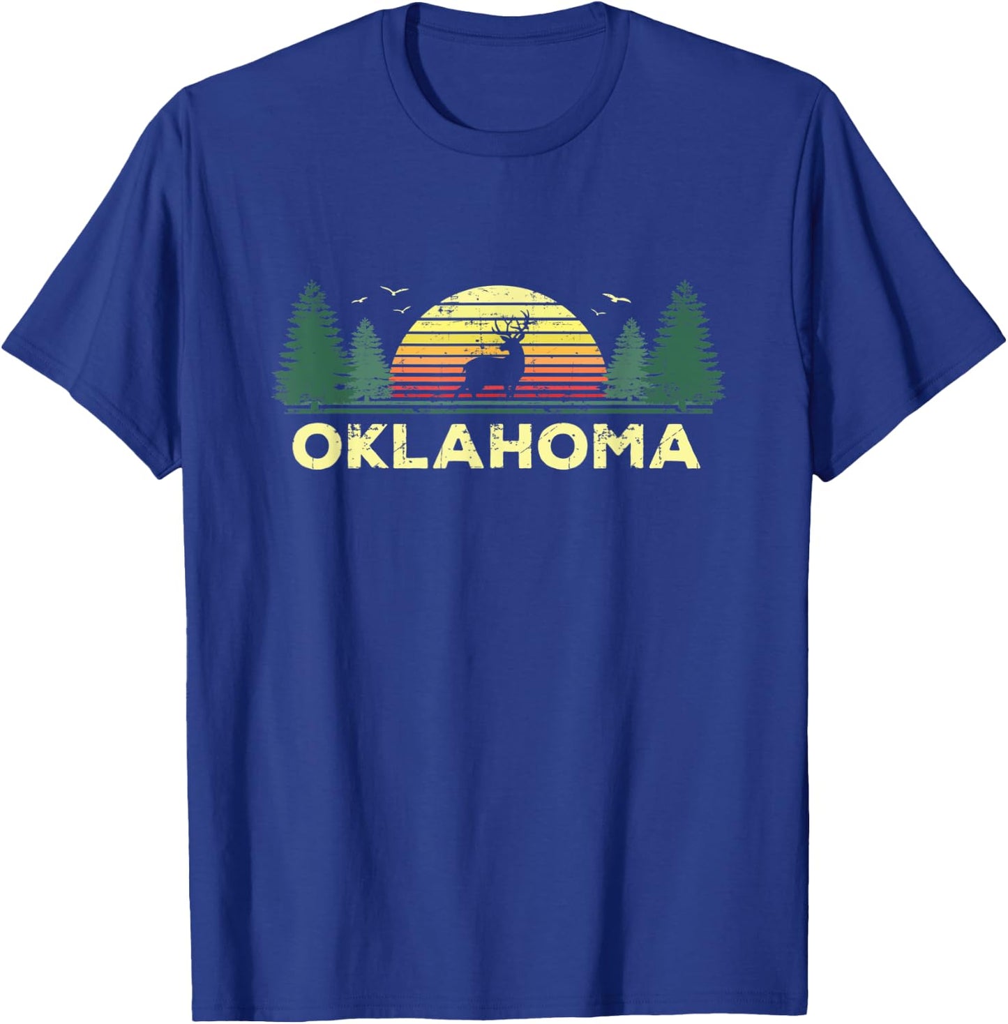 Oklahoma Vintage Deer Hunting Sunset Souvenir T-Shirt - T-Shirt | Royal