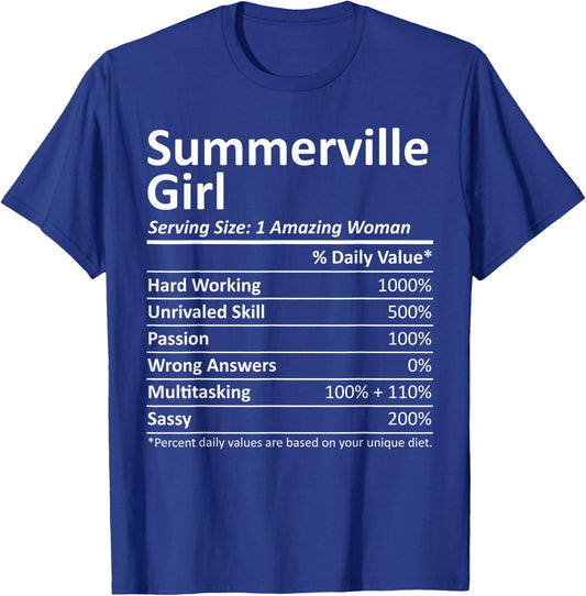 SUMMERVILLE GIRL SC SOUTH CAROLINA Funny City Home Root Gift T-Shirt - T-Shirt | Royal