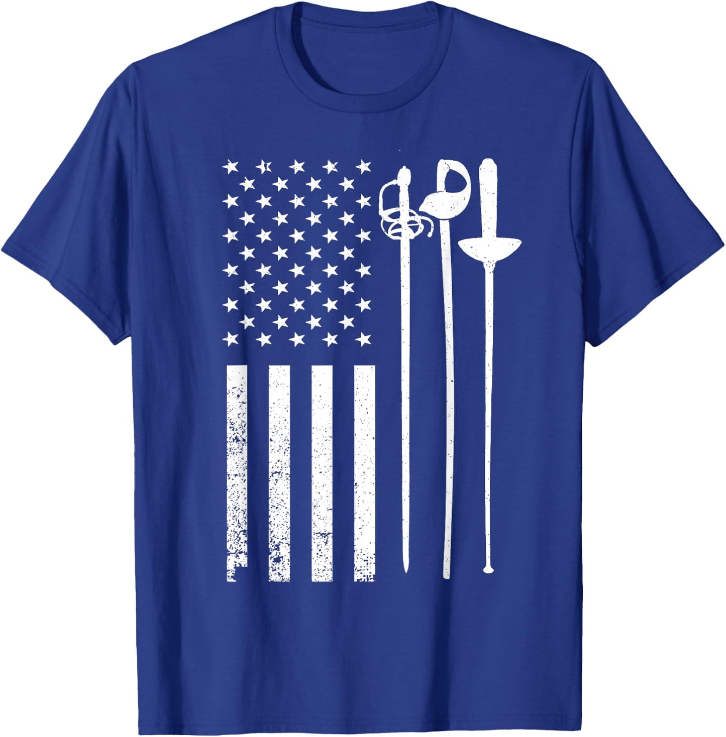 Cool Fencing Art Women American Flag Fencing Coach T-Shirt - T-Shirt | Royal