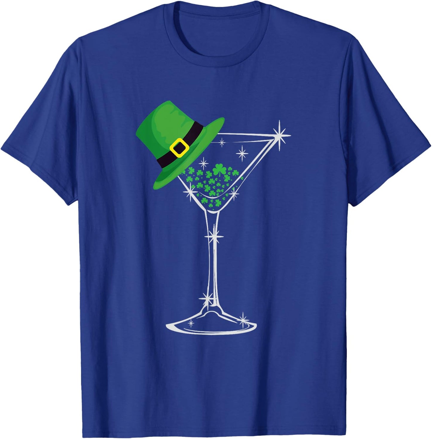 St. Patty's Day Four Leaf Clover Cute Martini Top Hat T-Shirt - T-Shirt | Royal