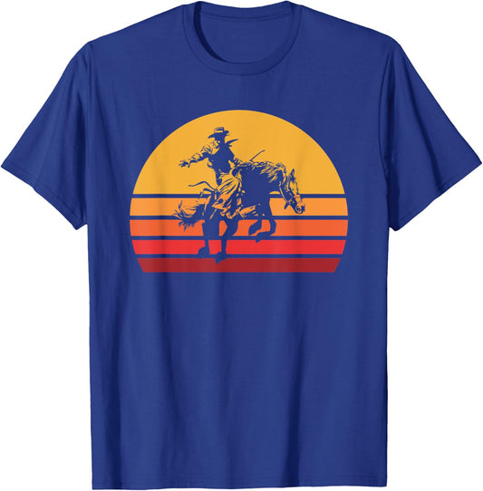 Retro Bronc Riding Vintage Bucking Horse Sporting T-Shirt - T-Shirt | Royal