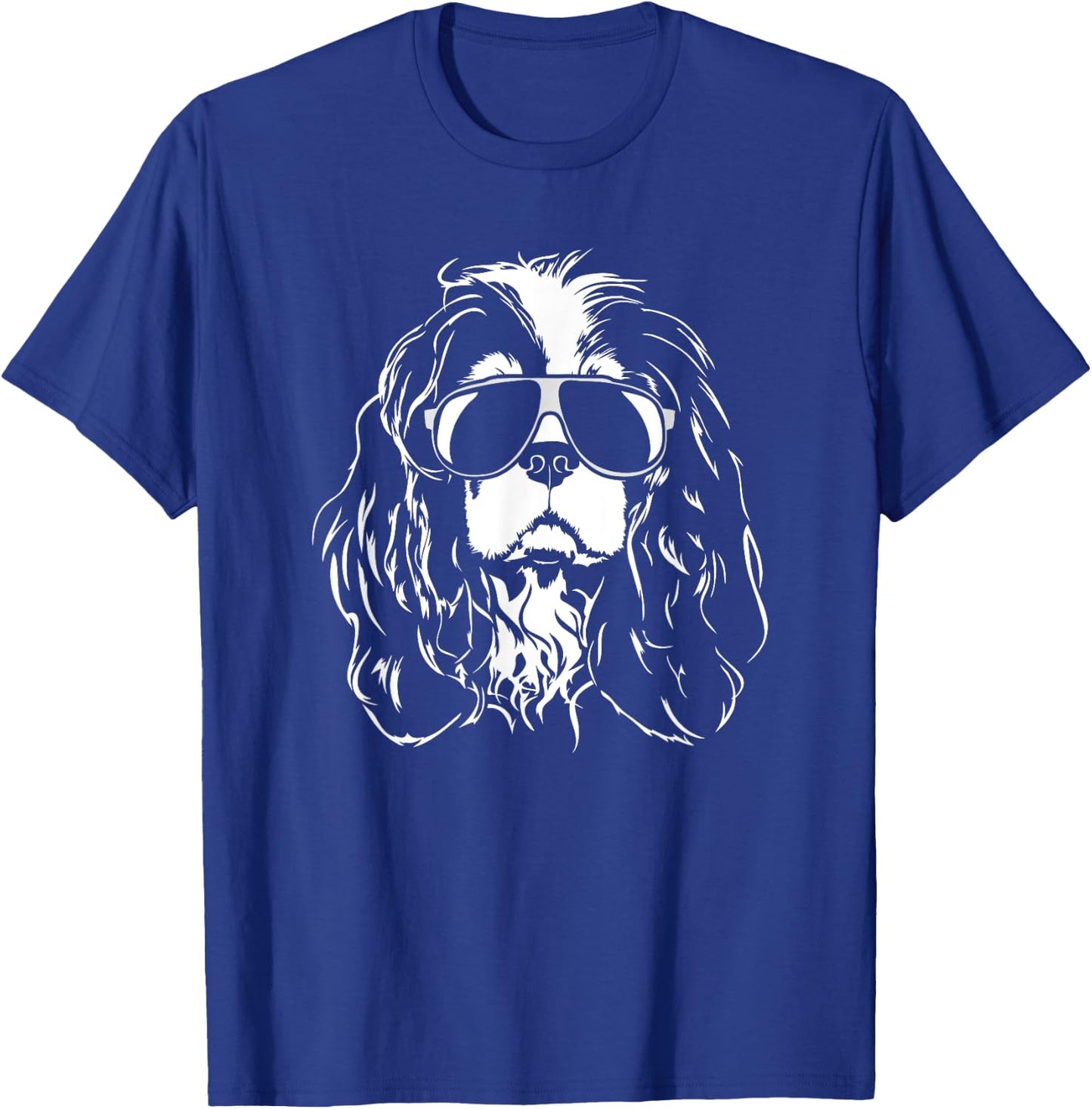 Funny Cavalier King Charles Spaniel sunglasses cool dog Men Women Girls Kids T-Shirt - T-Shirt | Royal
