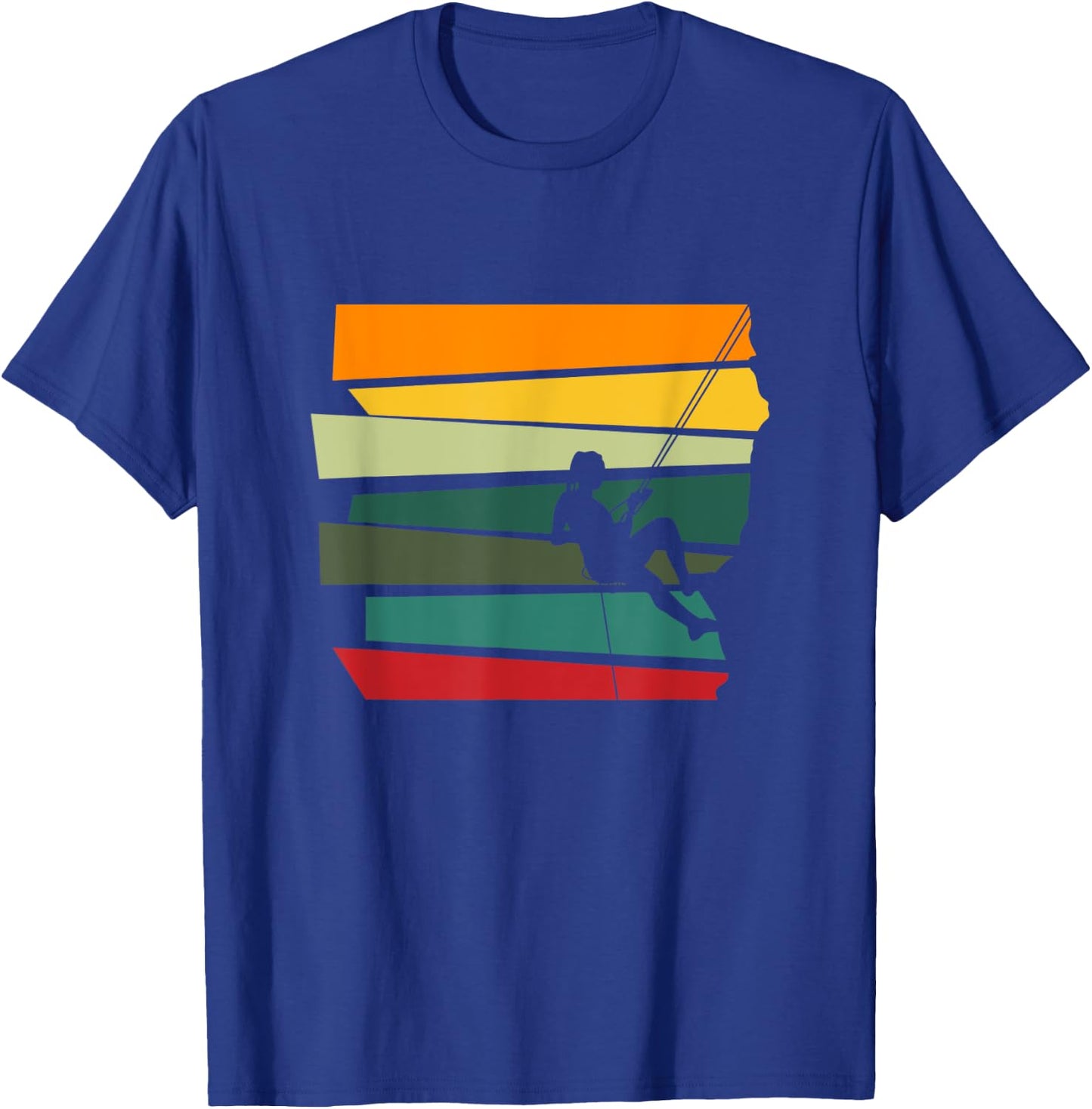 Vintage Rock Climbing Retro Climber Silhouette T-Shirt - T-Shirt | Royal