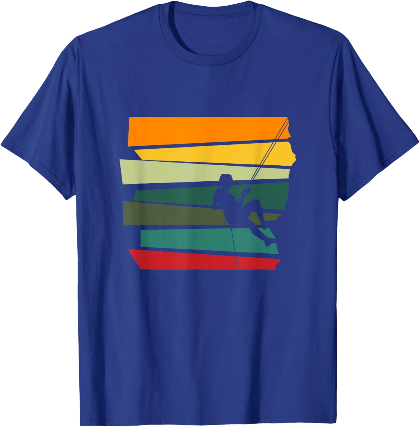 Vintage Rock Climbing Retro Climber Silhouette T-Shirt - T-Shirt | Royal