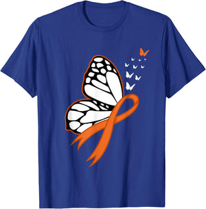 Leukemia Awareness Month Butterfly Cancer Gift - Adult, Black, Small, Short Sleeve, Classic Fit T-Shirt - T-Shirt | Royal