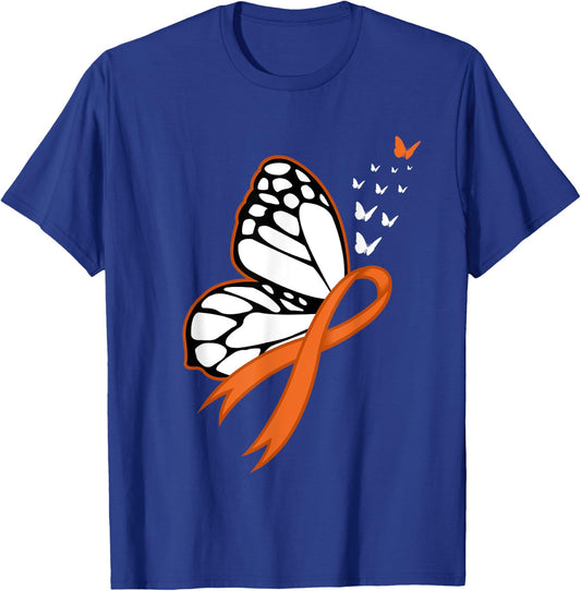 Leukemia Awareness Month Butterfly Cancer Gift - Adult, Black, Small, Short Sleeve, Classic Fit T-Shirt - T-Shirt | Royal
