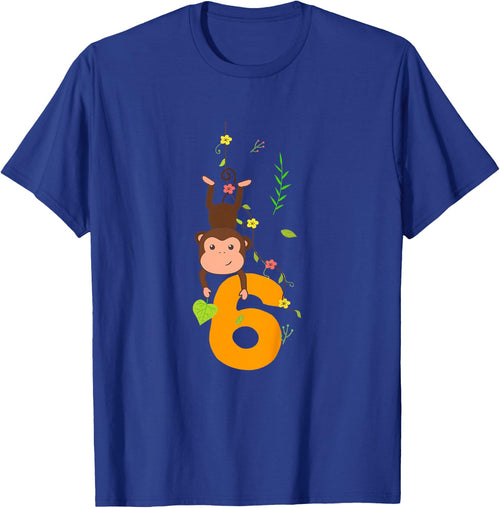 Kids Funny Cute Monkey Lover 6th Birthday Six 6 Yr 6 Year Old