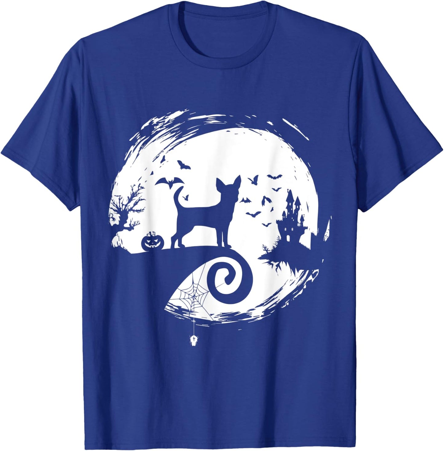 Chihuahua Halloween Costume Moon Silhouette Creepy T-Shirt - T-Shirt | Royal