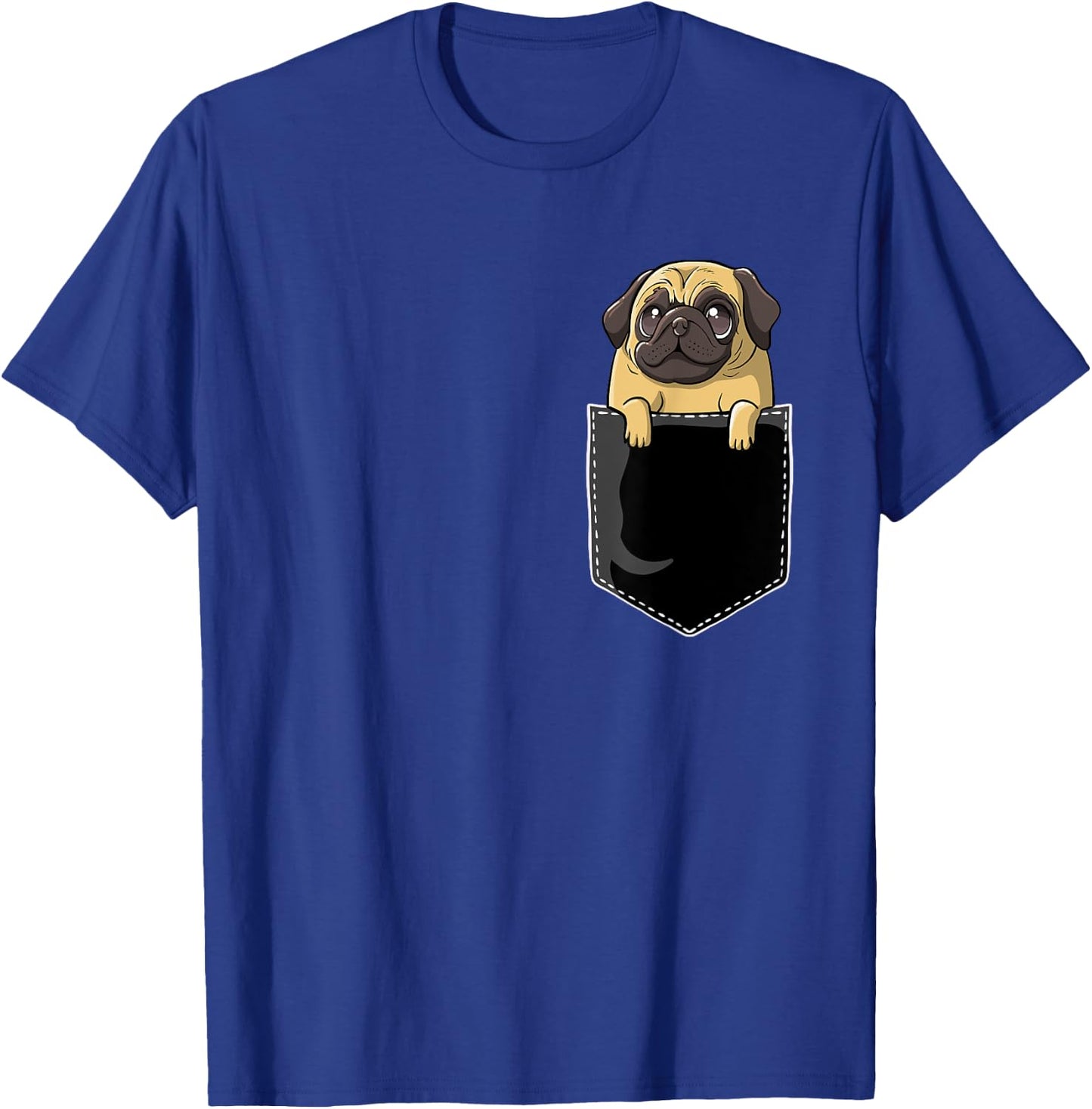 Pug Chest Pocket Pug Lover I Love Pugs Owners Carlino Pug T-Shirt - T-Shirt | Royal
