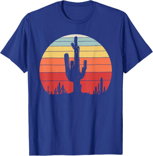 Vintage Retro Saguaro Cactus Sunset Opuntia Cactaceae T-Shirt - T-Shirt | Royal