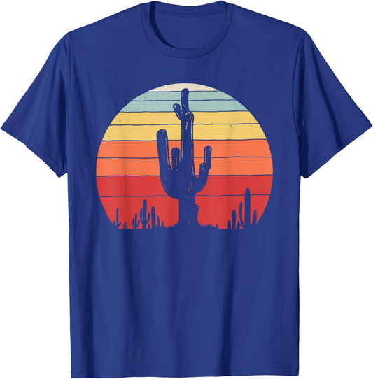 Vintage Retro Saguaro Cactus Sunset Opuntia Cactaceae T-Shirt - T-Shirt | Royal