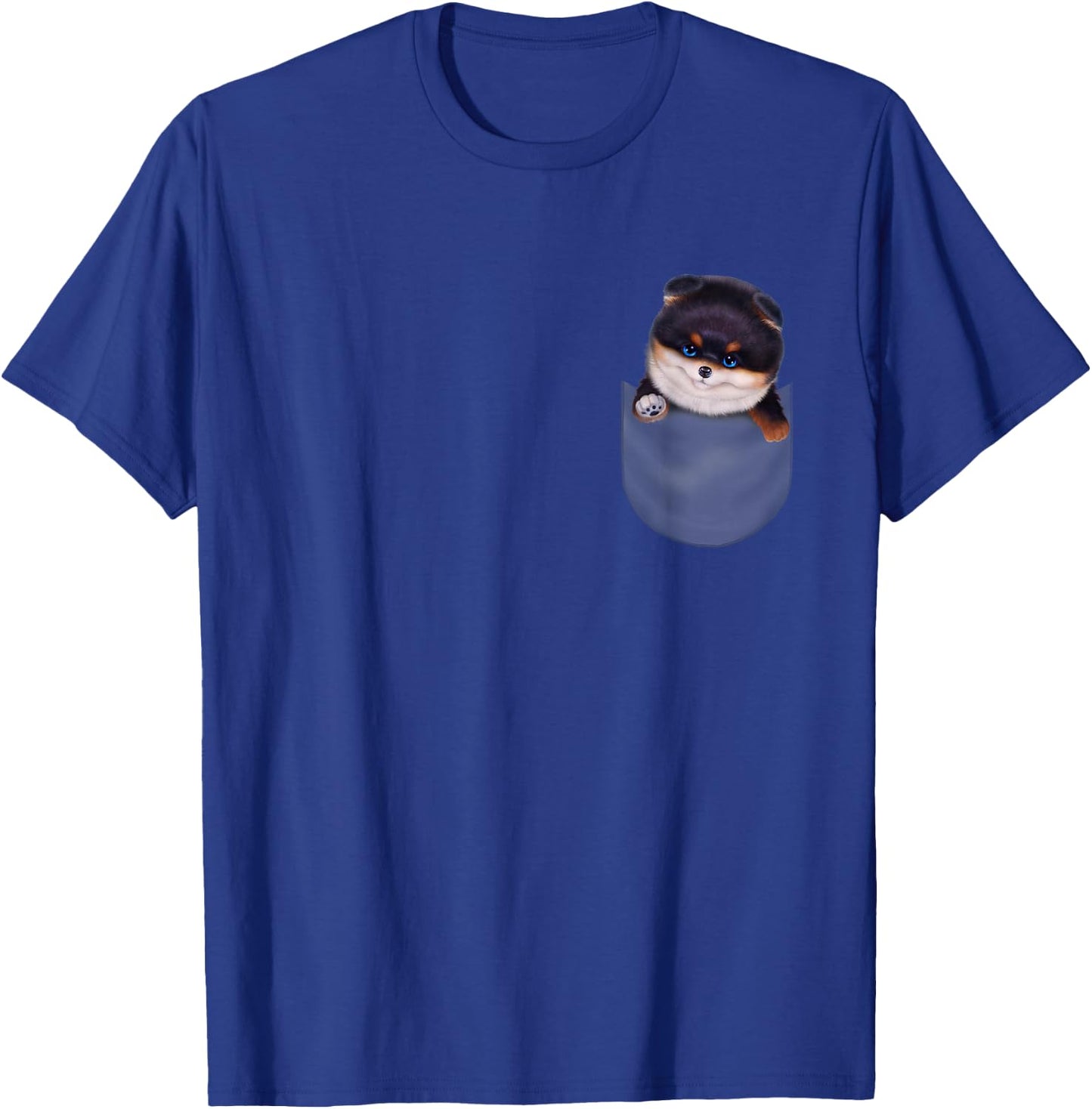 Black Tan Pomeranian Dog in Pocket Men Women Kids T-Shirt - T-Shirt | Royal