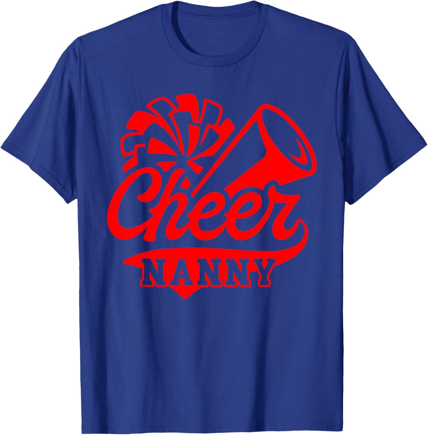 Cheer Nanny Biggest Fan Leopard Print Black And Red Pom Pom T-Shirt - T-Shirt | Royal