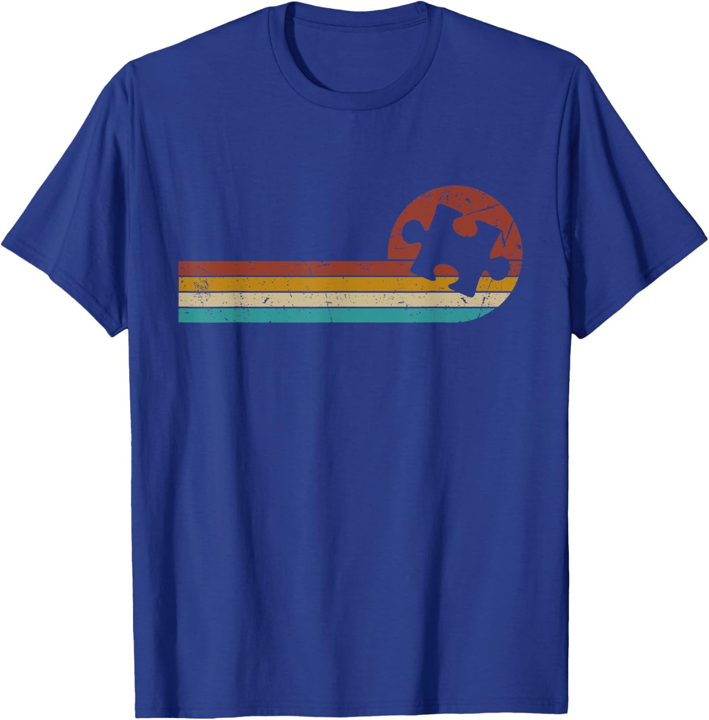 Vintage Autism Puzzle Mom Dad Autism Awareness T-Shirt - T-Shirt | Royal