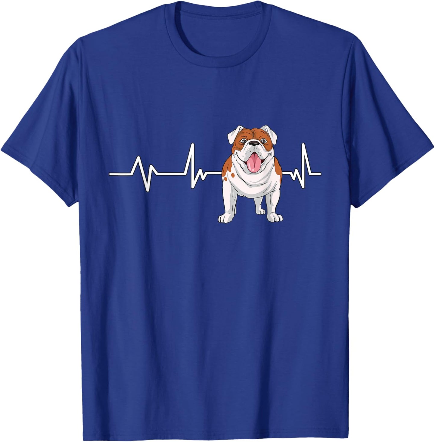 English Bulldog Heartbeat EKG Dog Owner Gift English Bulldog T-Shirt - T-Shirt | Royal