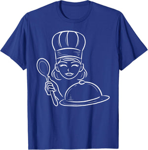 Female Chef Hat Cook Foodie Lover Gourmet Cooking T-Shirt - T-Shirt | Royal