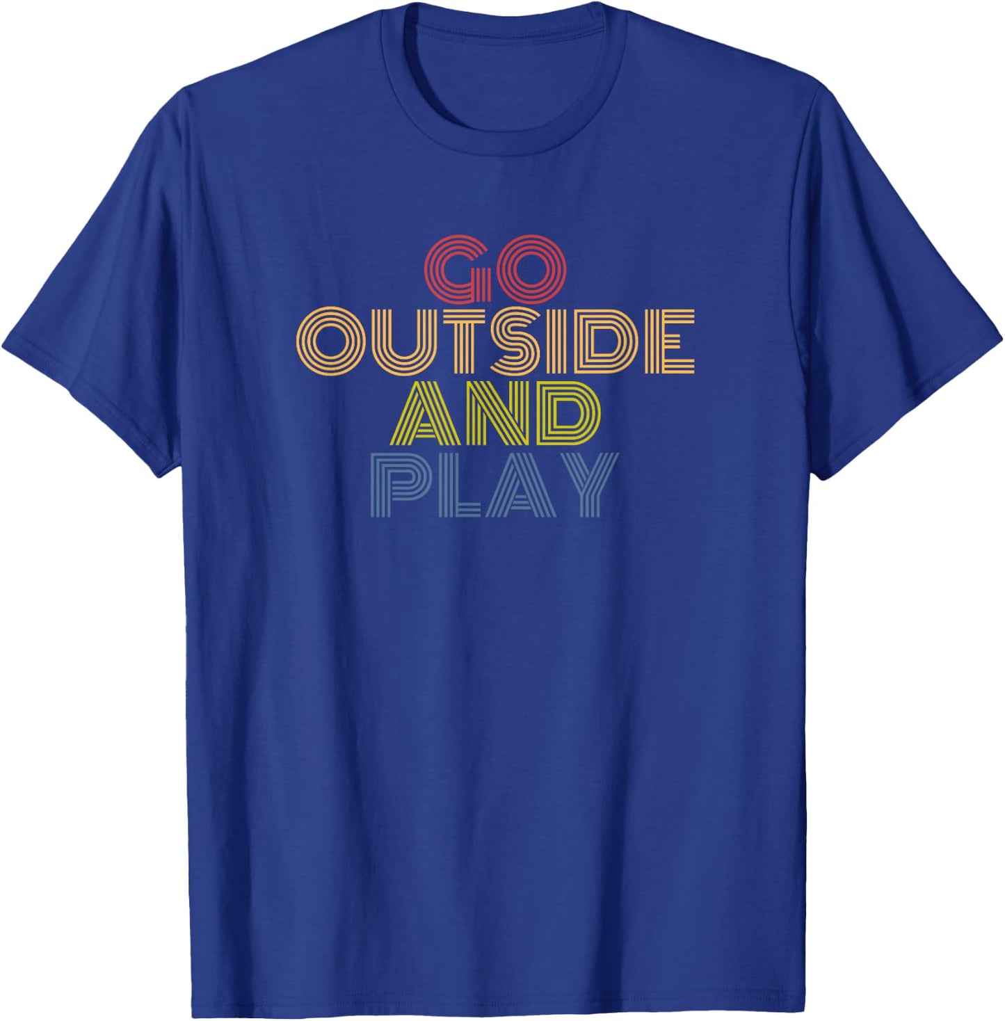 Outside Play Retro 70s Vintage Nature Fun Quote T-Shirt - T-Shirt | Royal