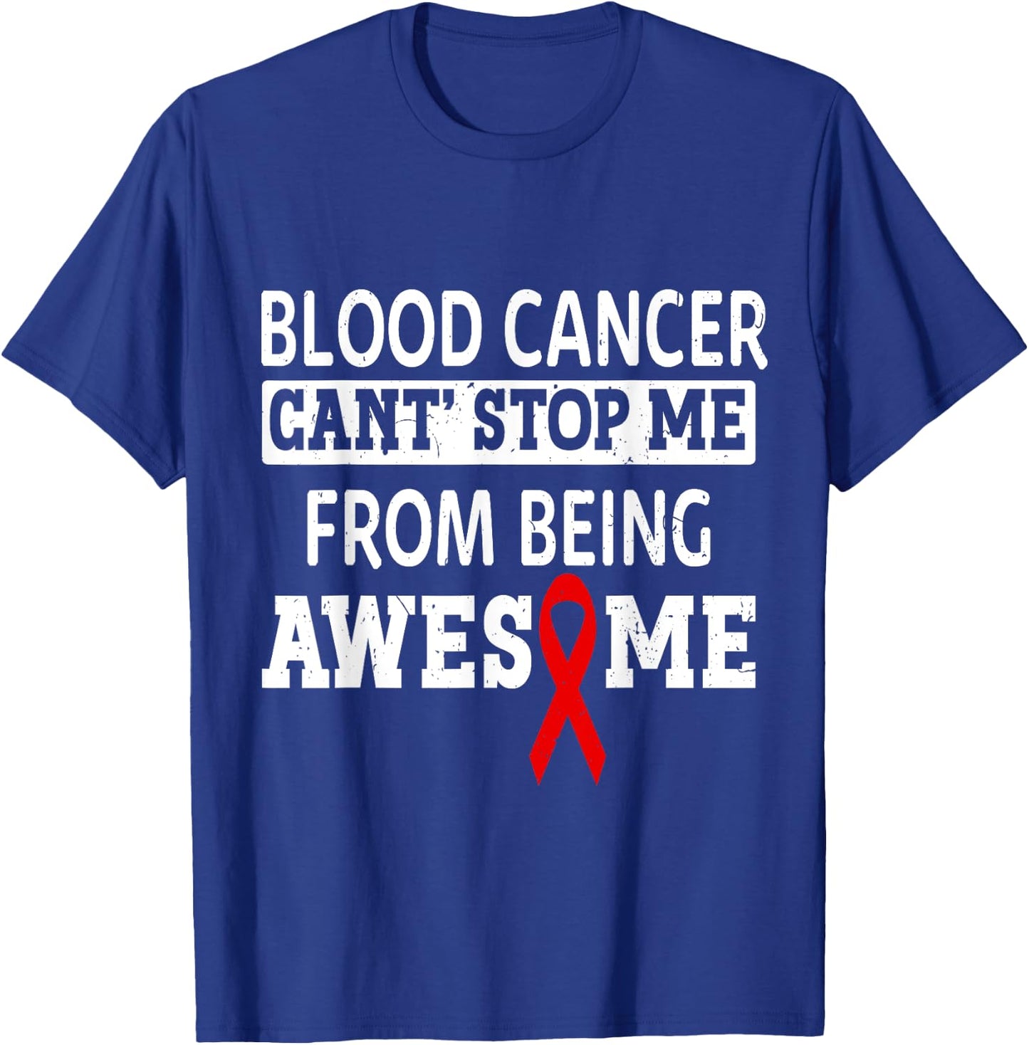Blood Cancer Awareness Leukemia Warrior Red Ribbon T-Shirt - T-Shirt | Royal