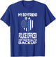 My Boyfriend Is A Police Officer - Thin Blue Line Heart T-Shirt - T-Shirt | Royal