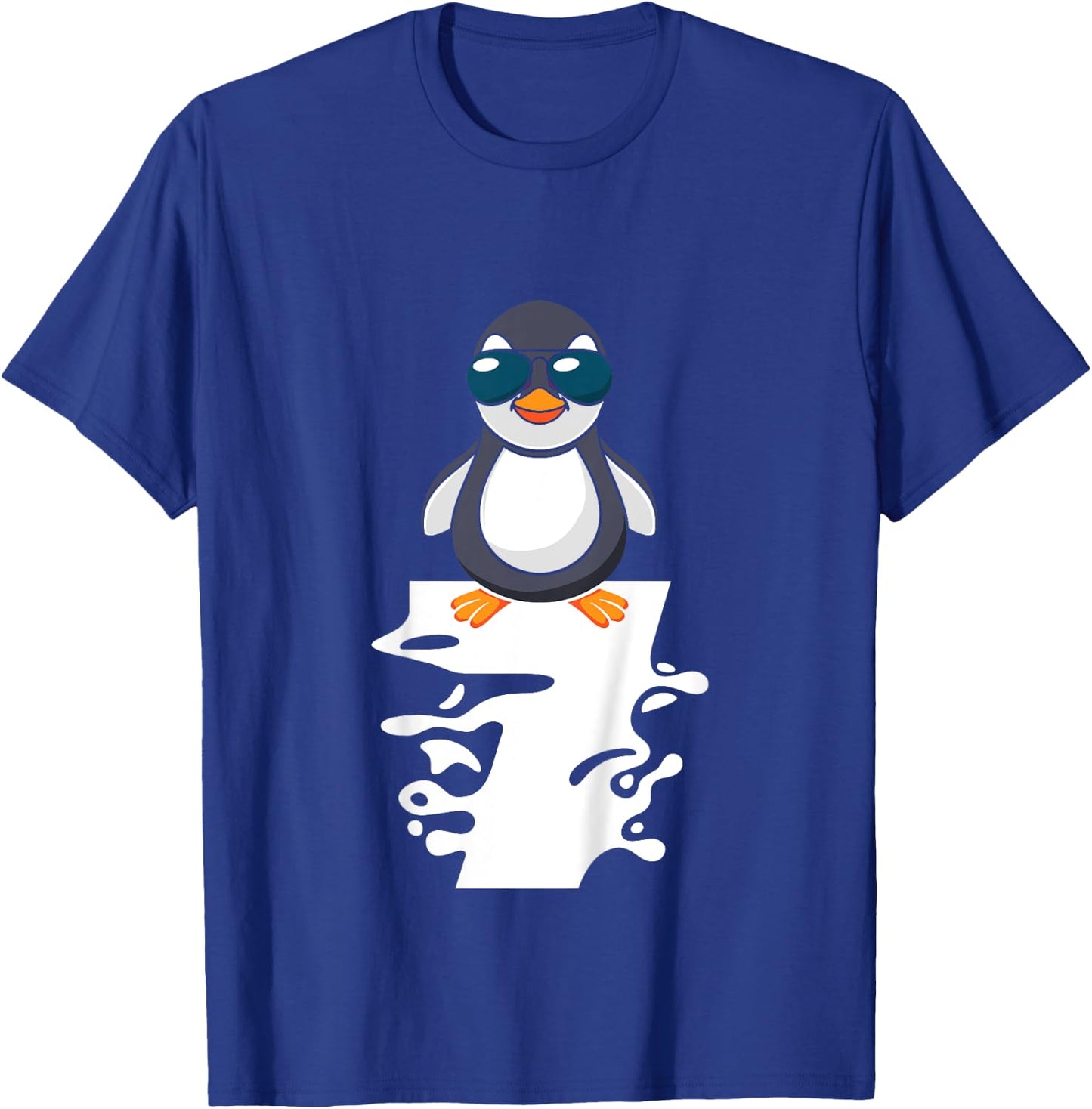 I Am Already 7 Years Old Penguin 7th Birthday T-Shirt - T-Shirt | Royal