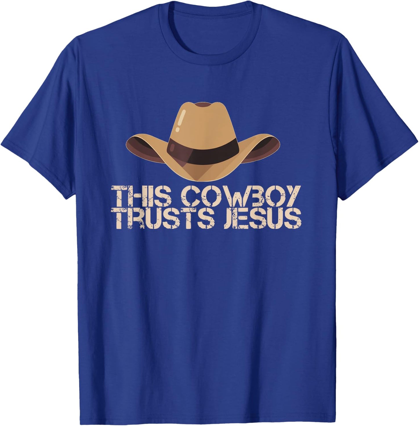 This Cowboy Trusts Jesus design T-Shirt - T-Shirt | Royal