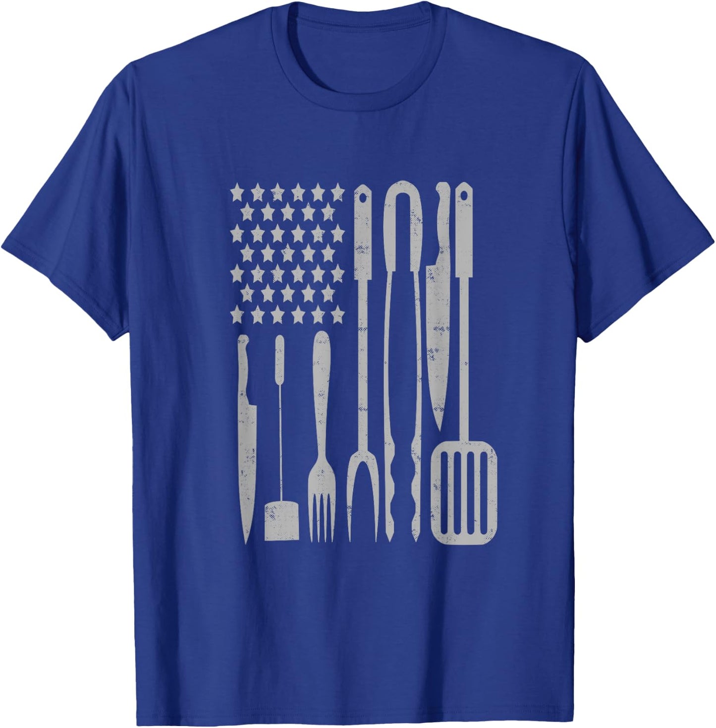 BBQ Grilling Barbecue American Flag USA America 4th Of July Men T-Shirt - T-Shirt | Royal