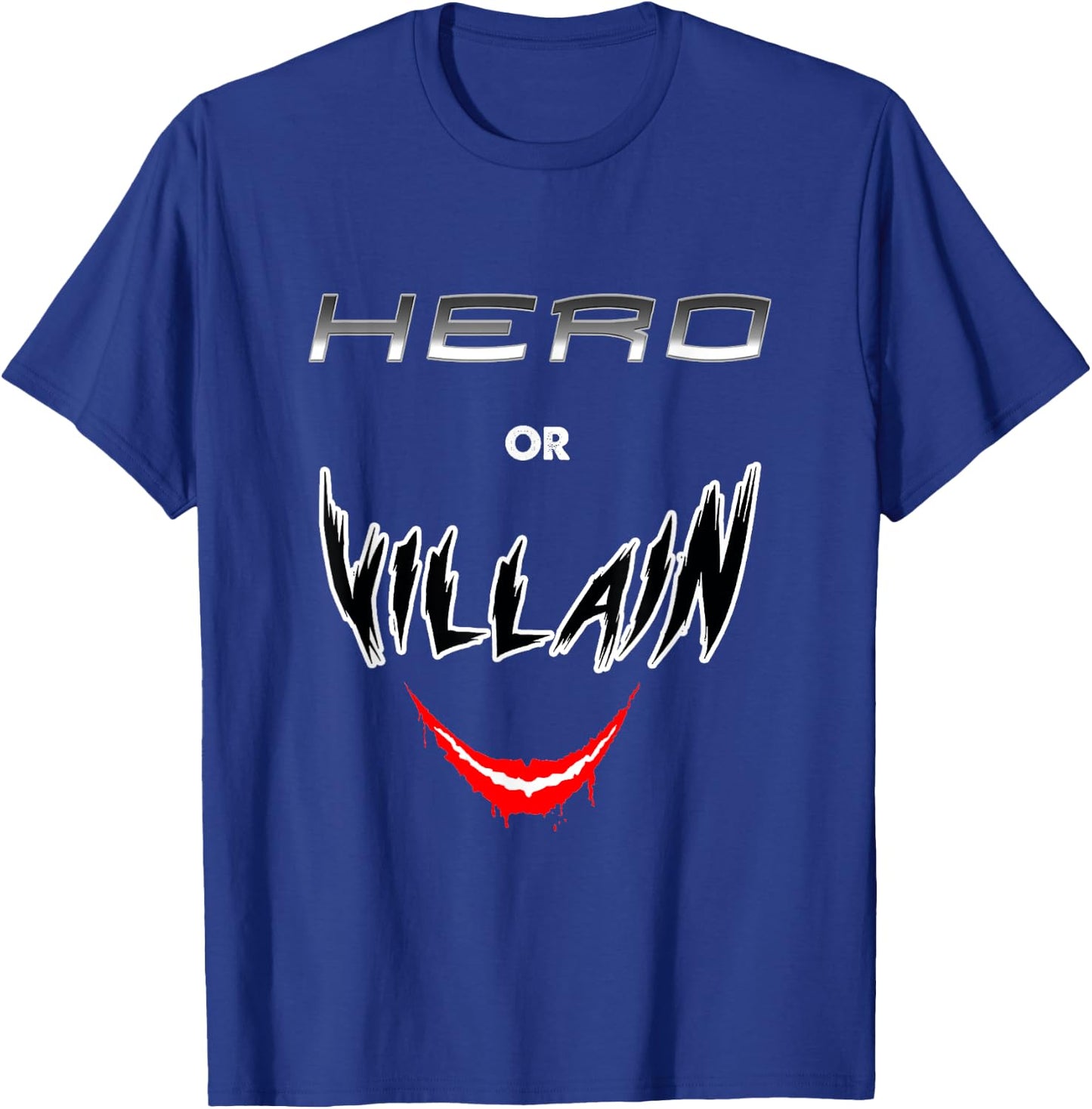 Hero Or Villain Funny Geek Retro Gift T-Shirt - T-Shirt | Royal