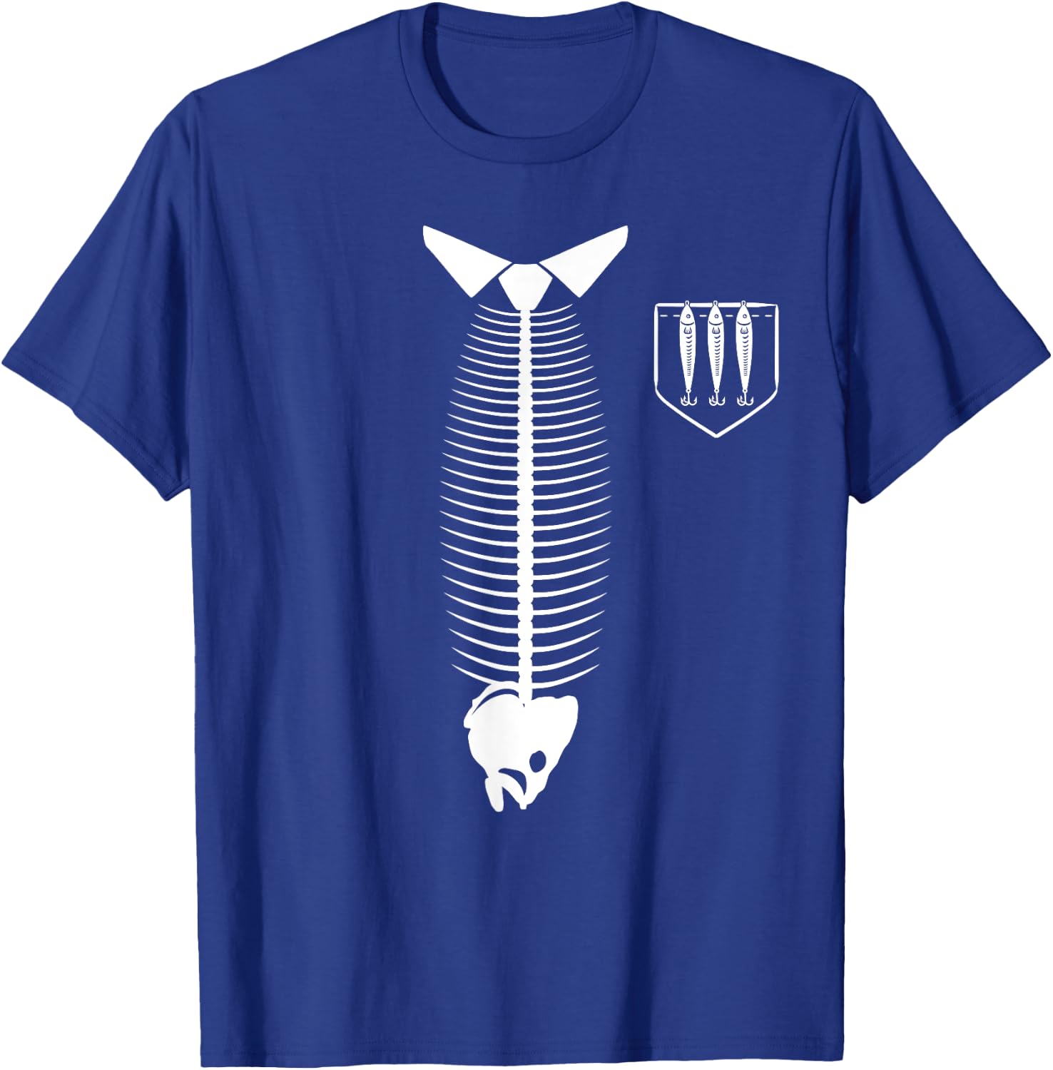 Tie Fish & Fake Pocket Funny Angler Fisherman Fishing Dad T-Shirt - T-Shirt | Royal