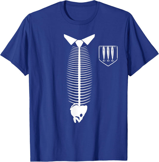 Tie Fish & Fake Pocket Funny Angler Fisherman Fishing Dad T-Shirt - T-Shirt | Royal