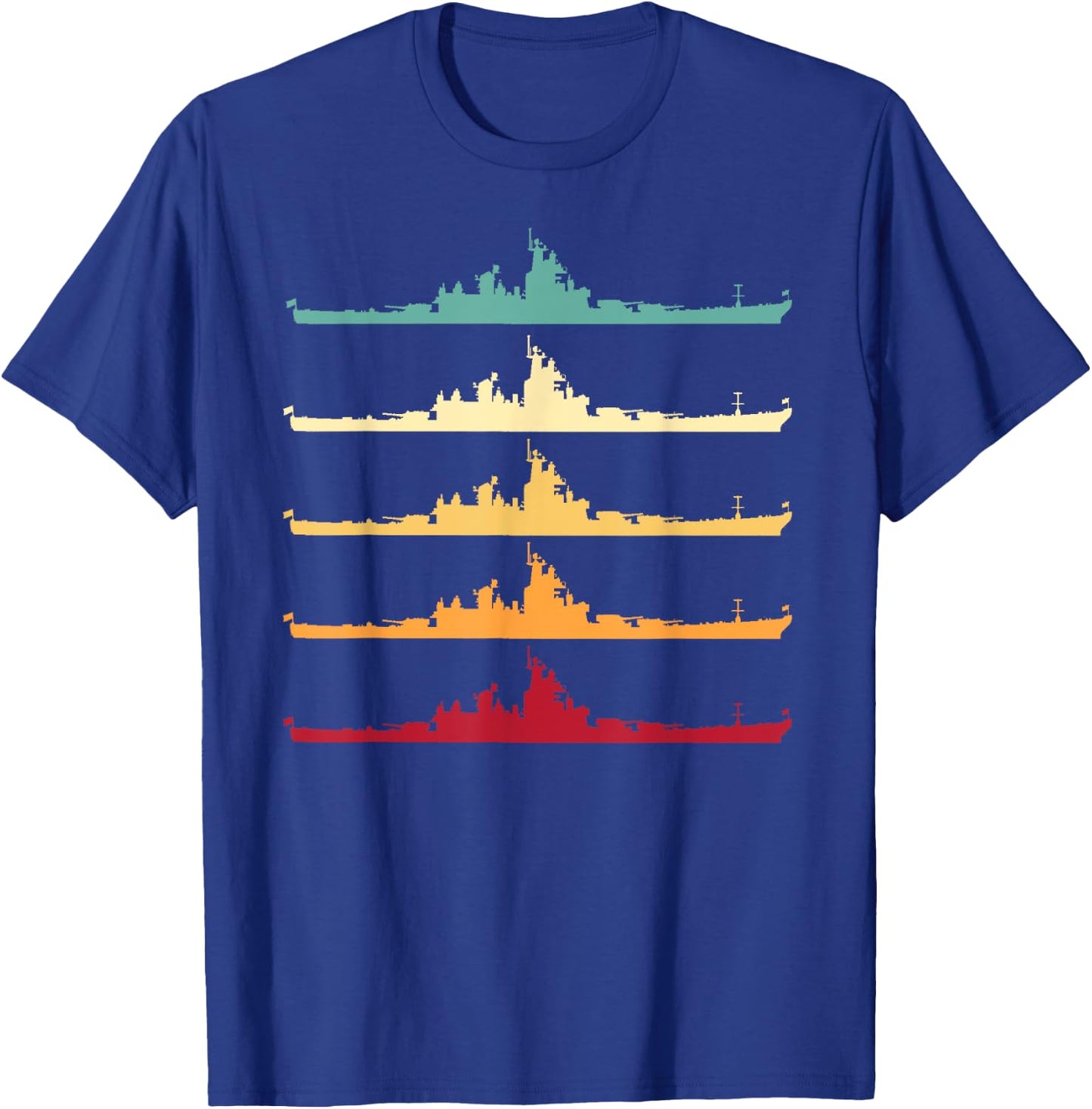 Vintage USS Wisconsin BB-64 Battleship T-Shirt - T-Shirt | Royal