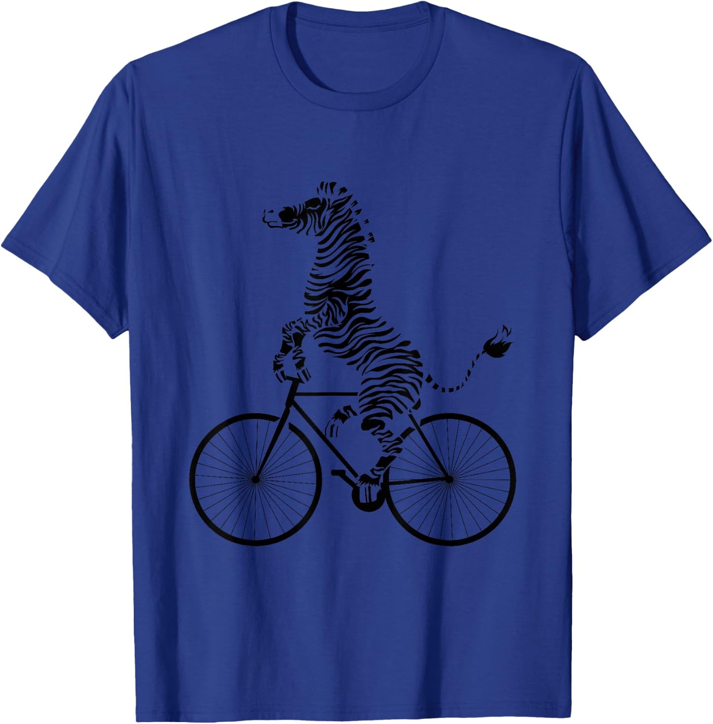Funny Zebra Riding On A Bike Funny Bicycle Animal Lover Gift T-Shirt - T-Shirt | Royal
