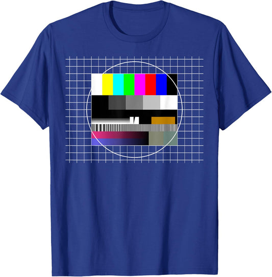 TV Test Pattern Color Bars Test Card Screen, Nostalgic Nerdy T-Shirt - T-Shirt | Royal
