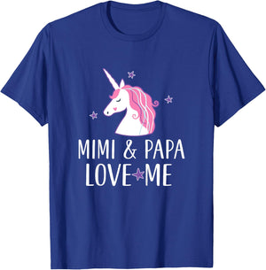 Kids Mimi and Papa Love Me Granddaughter Unicorn T-Shirt - T-Shirt | Royal
