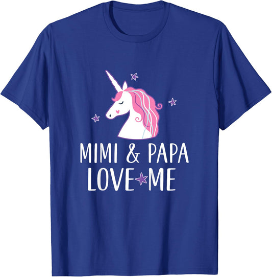 Kids Mimi and Papa Love Me Granddaughter Unicorn T-Shirt - T-Shirt | Royal