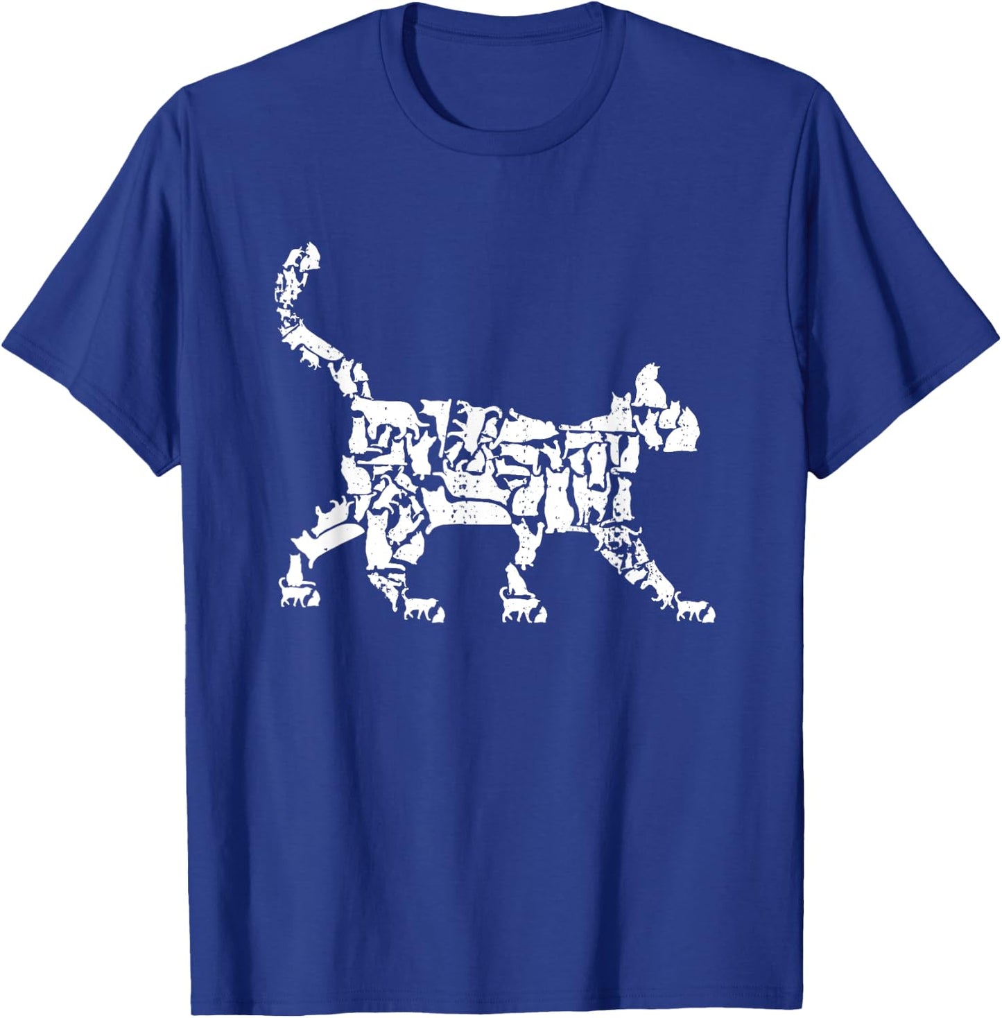 Cat Silhouettes Mosaic Domestic Cat T-Shirt - T-Shirt | Royal