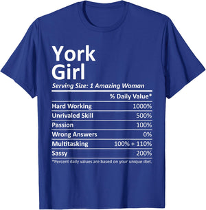 YORK GIRL PA PENNSYLVANIA Funny City Home Roots USA Gift T-Shirt - T-Shirt | Royal