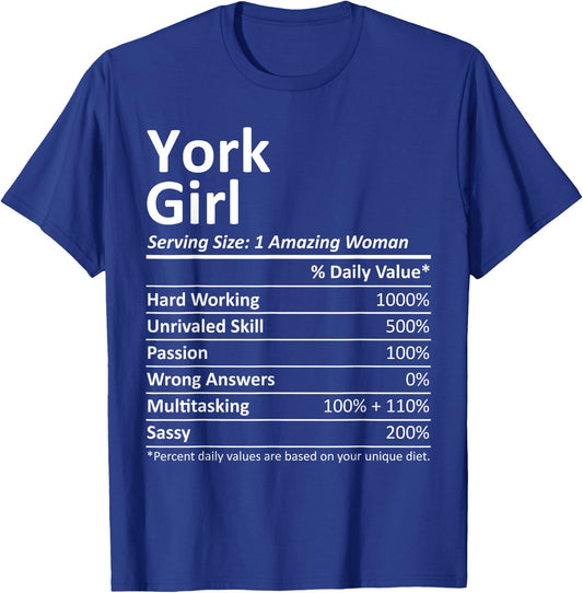 YORK GIRL PA PENNSYLVANIA Funny City Home Roots USA Gift T-Shirt - T-Shirt | Royal