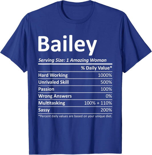BAILEY Nutrition Personalized Name Funny Christmas Gift T-Shirt - T-Shirt | Royal