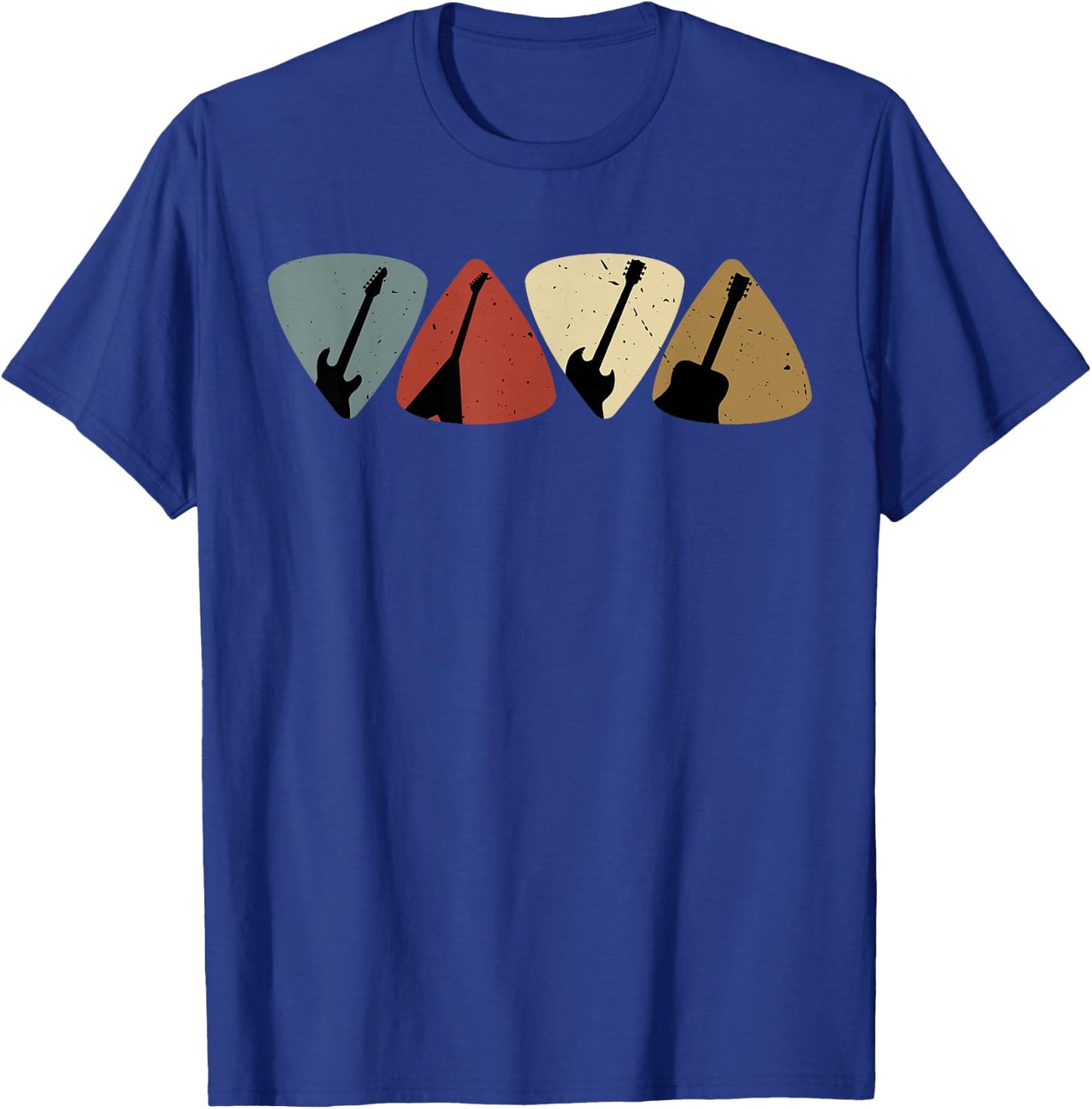 Retro Vintage Guitar Pick Player Guitarist Bassist Musician T-Shirt - T-Shirt | Royal