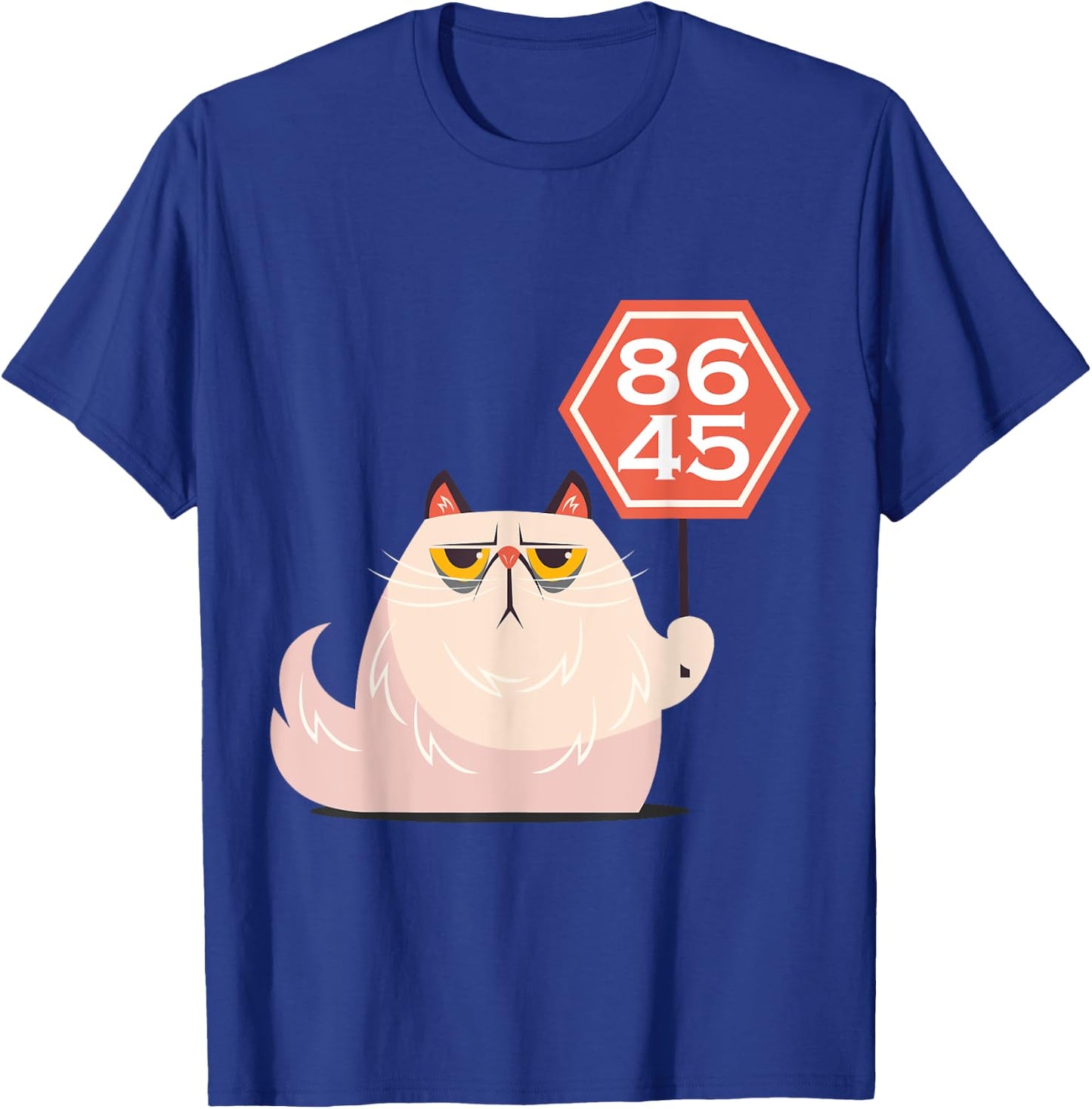 864511320 Anti Trump Cute Cat with 8645 Vote Out Trump Sign Men Women T-Shirt - T-Shirt | Royal