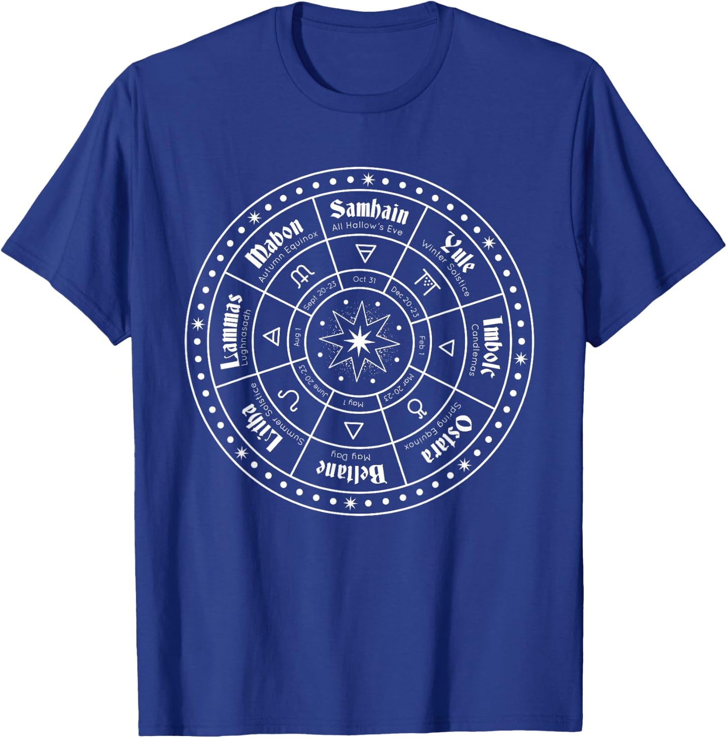 Wicca wheel of the year I Witch Pentagram Pagan calendar T-Shirt - T-Shirt | Royal