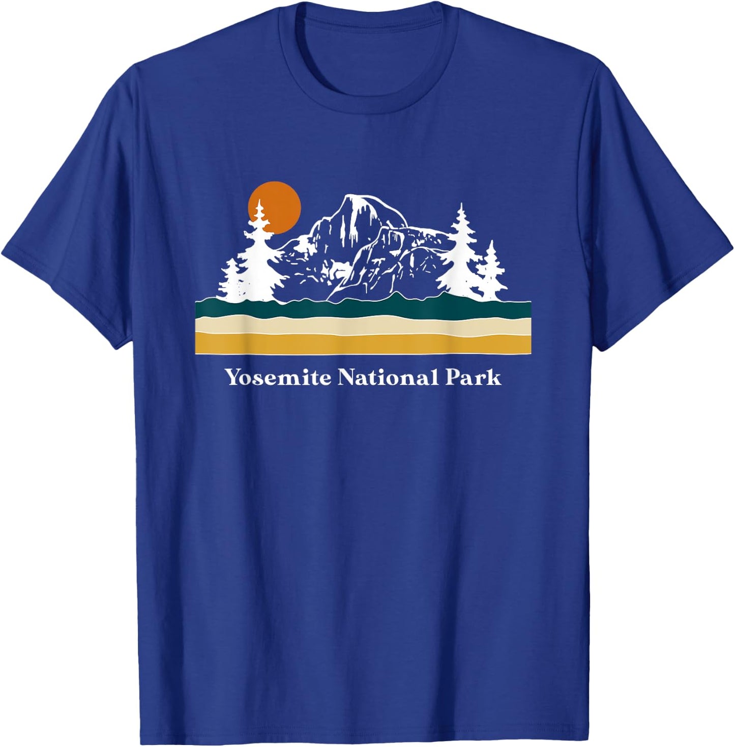 Retro Vintage Yosemite National Park Half Dome Stripes T-Shirt - T-Shirt | Royal