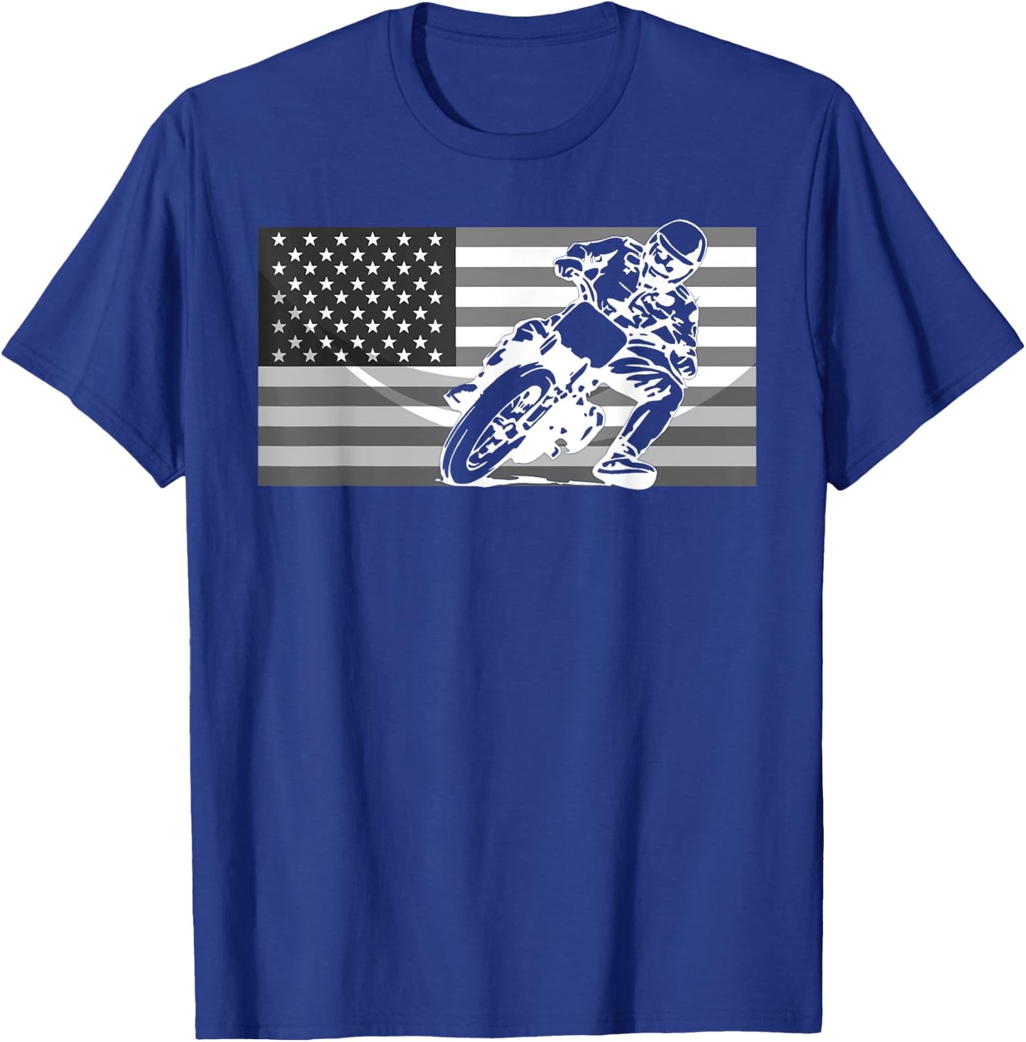 Funny American Flat Track Motorcycle Gift Cool Bike Rider T-Shirt - T-Shirt | Royal