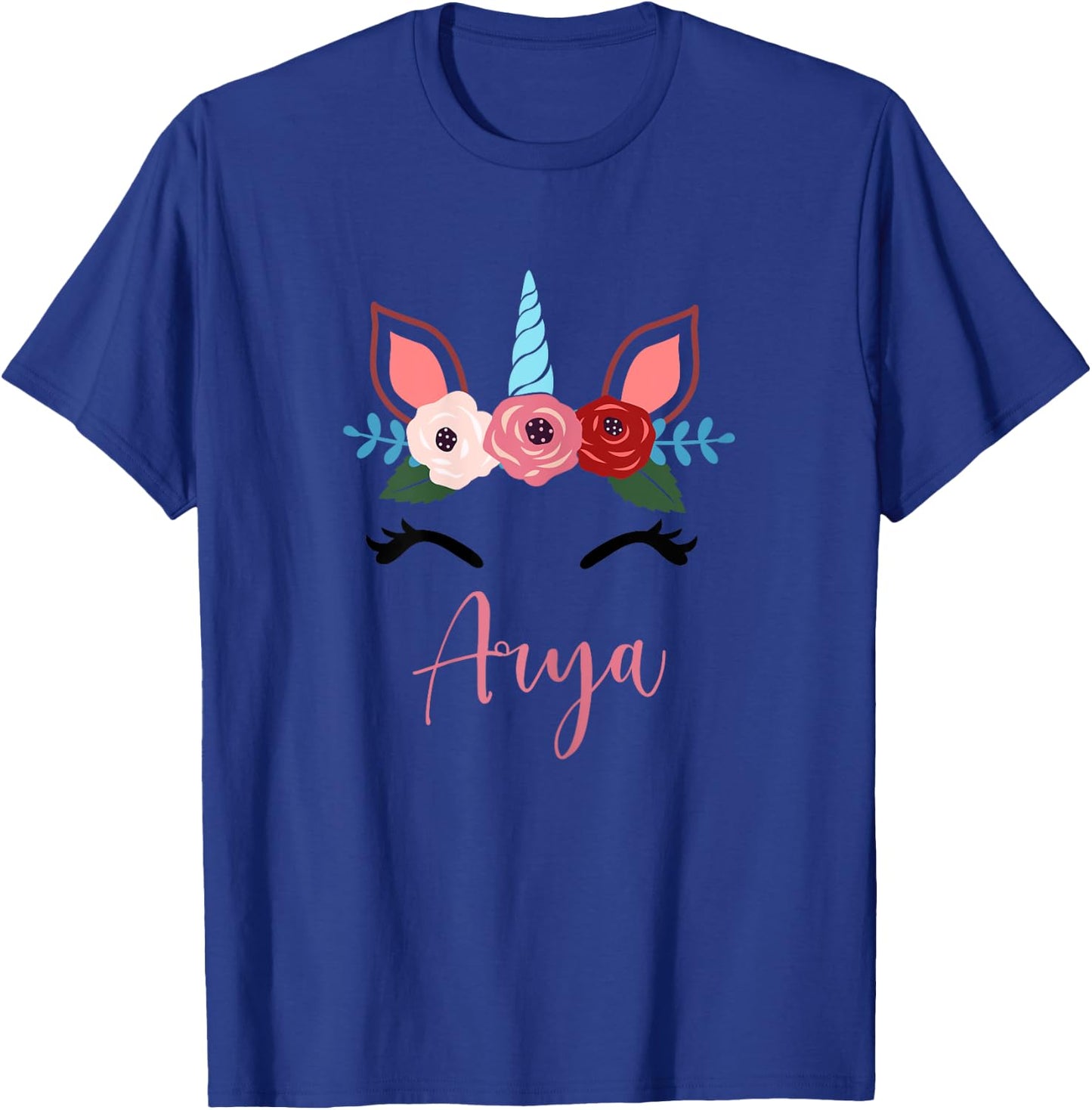 Cute Arya Magical Floral Unicorn For Girls T-Shirt - T-Shirt | Royal