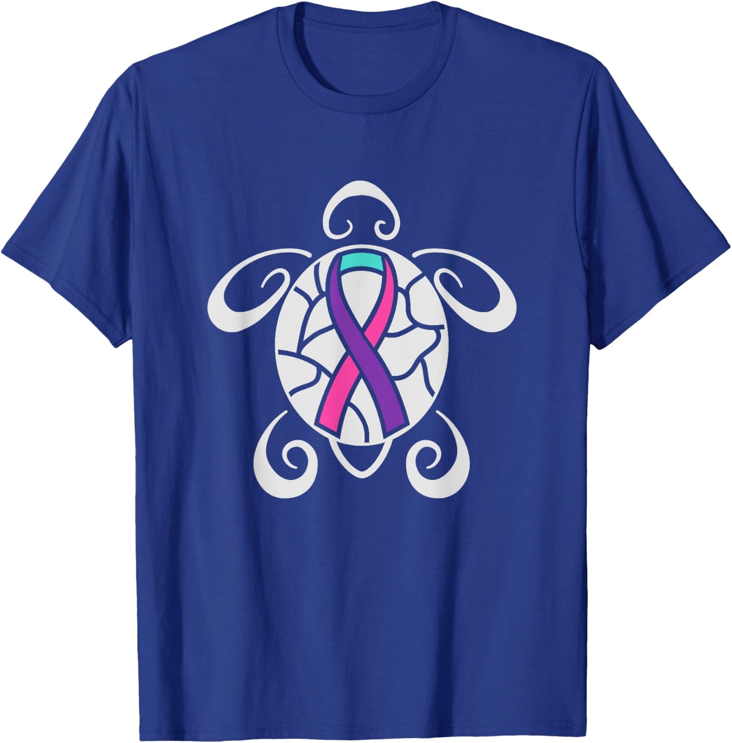 Turtle and Thyroid Cancer Ribbon T-Shirt - T-Shirt | Royal