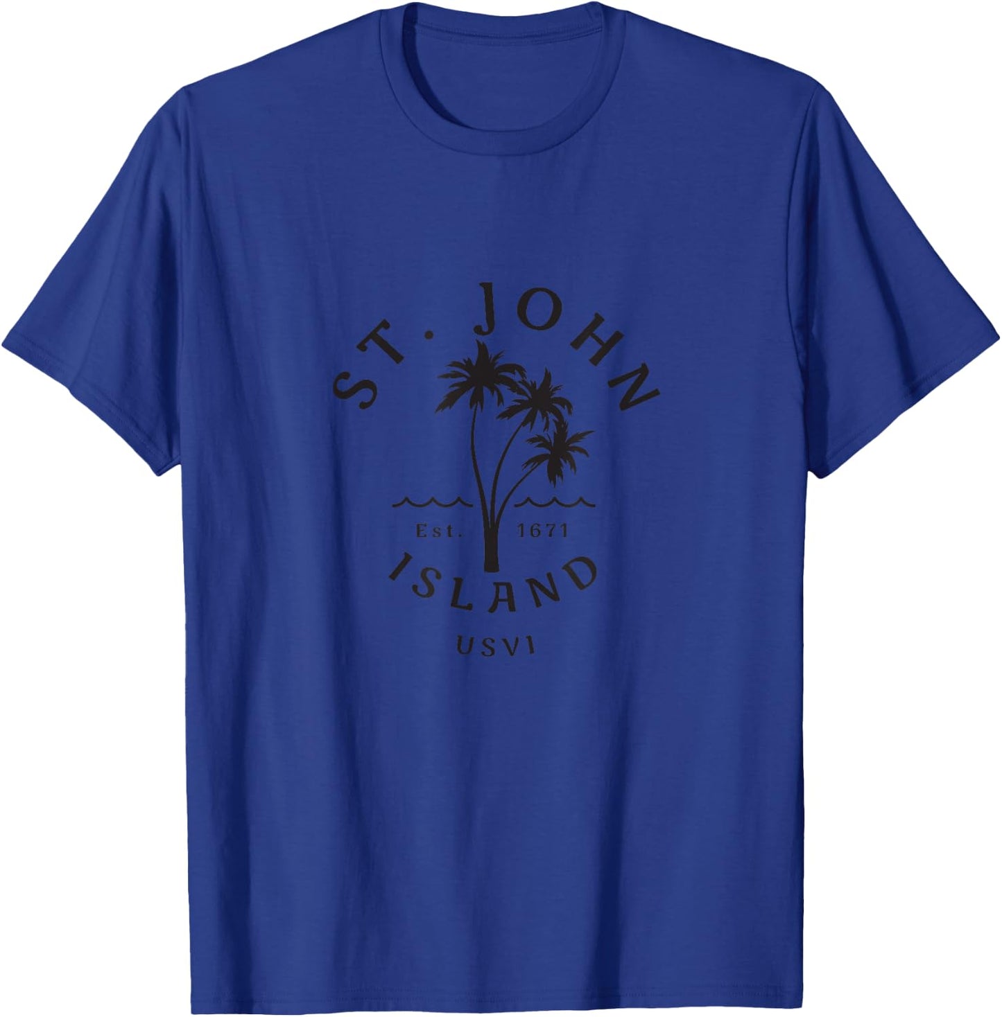 Retro Cool St. John USVI Beach Palm Tree Novelty Souvenir T-Shirt - T-Shirt | Royal