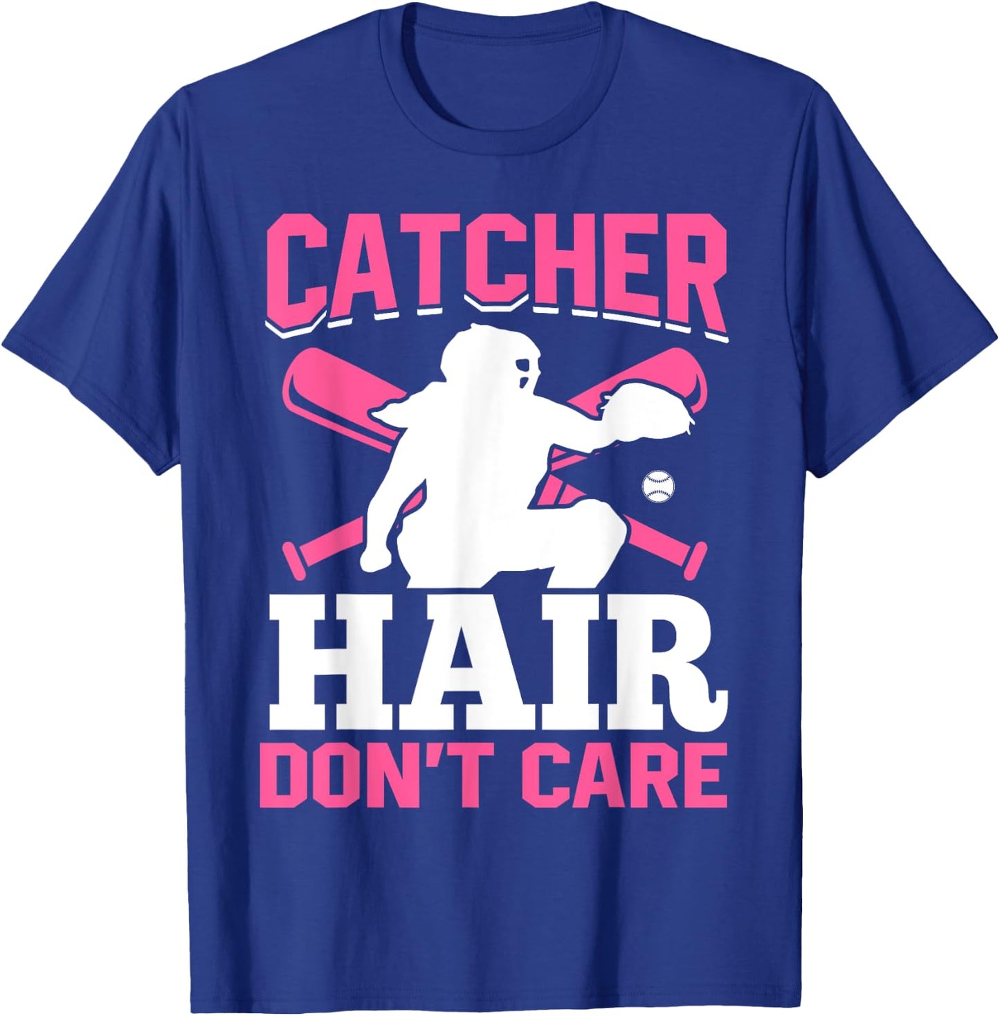 Catcher Hair Don't Care Softball Catcher Hair T-Shirt - T-Shirt | Royal