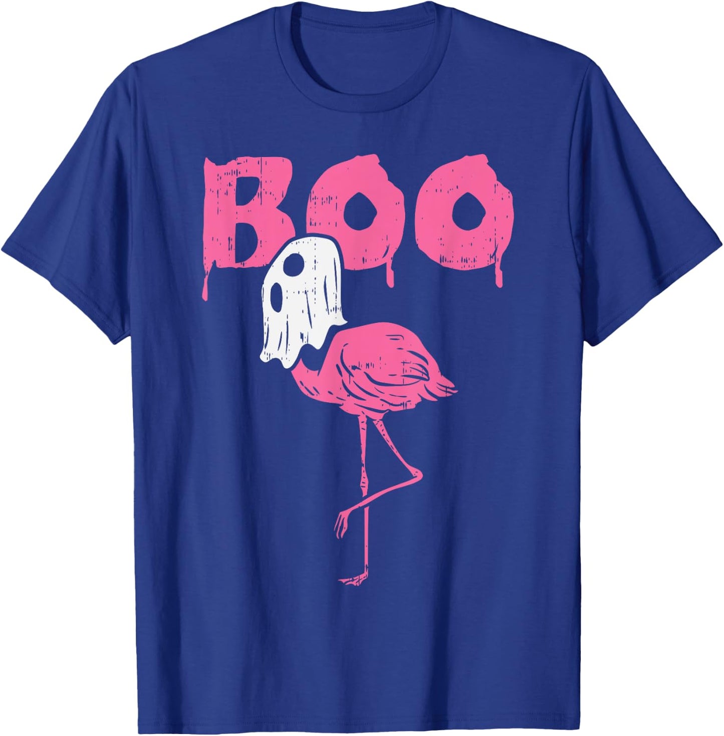Boo Flamingo Ghost Fun Halloween Animal Bird Men Women Gift T-Shirt - T-Shirt | Royal