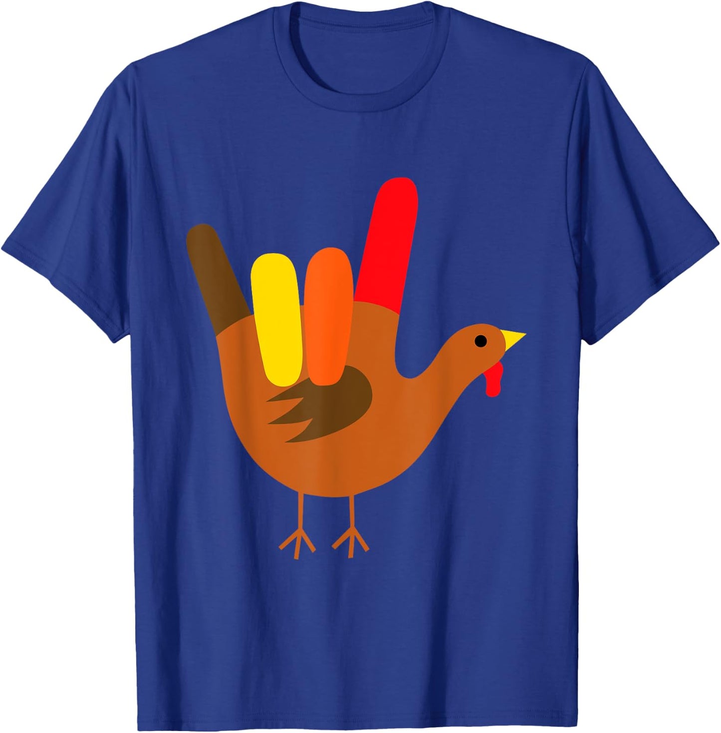American Sign Language I Love You Thanksgiving Turkey T-Shirt - T-Shirt | Royal